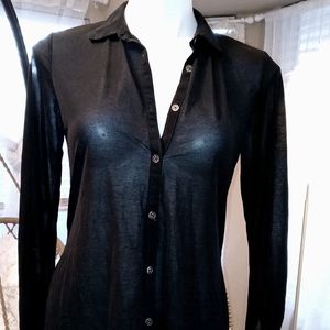 Divided. Sheer button down blouse. Blk. Sz 6.